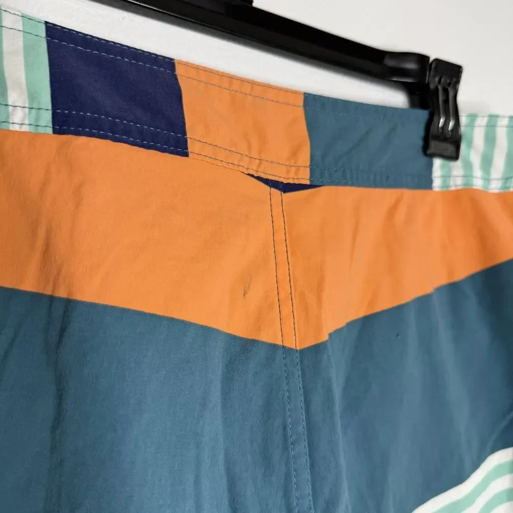 Patagonia Board Shorts Mens Large Multicolor Stripe Swim Trunks Quick Dry Surf